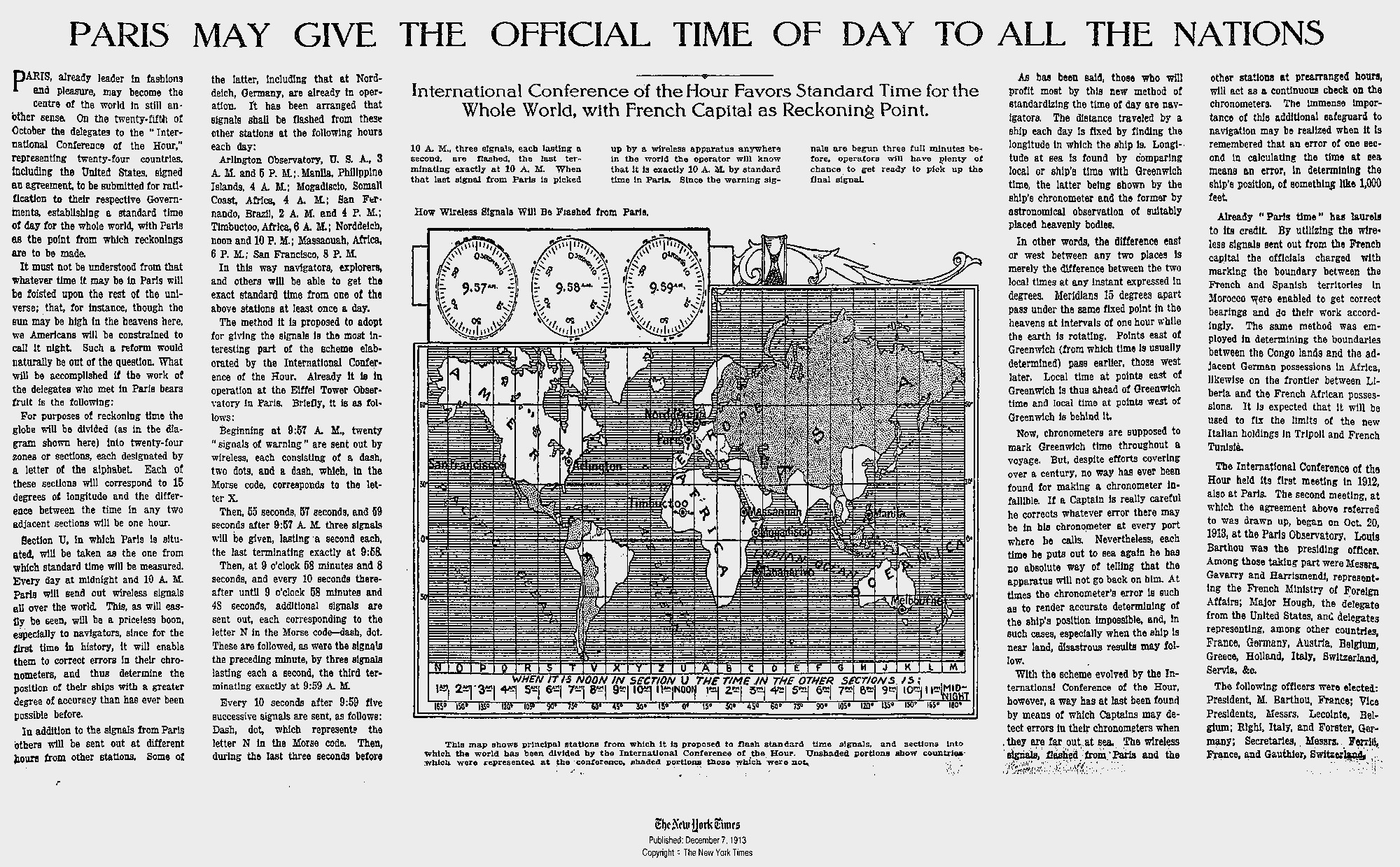 Weltzeit Konferenz, New York Times, December 1913